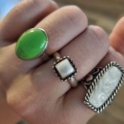 Sterling Silver Rings Stones. 30,30 And 45