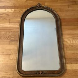 Antique French Floral Arch Wood Frame Wall Mirror