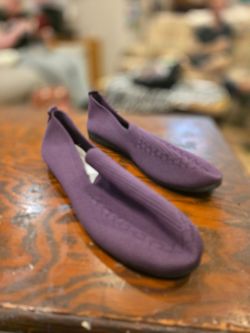 Purple Knit Slip-On Flats