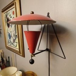 Italian Mid Century Modern Flying Saucer Wall Sconce Lamp Converts Also To Table Lamp  Rubber Sphere Foot