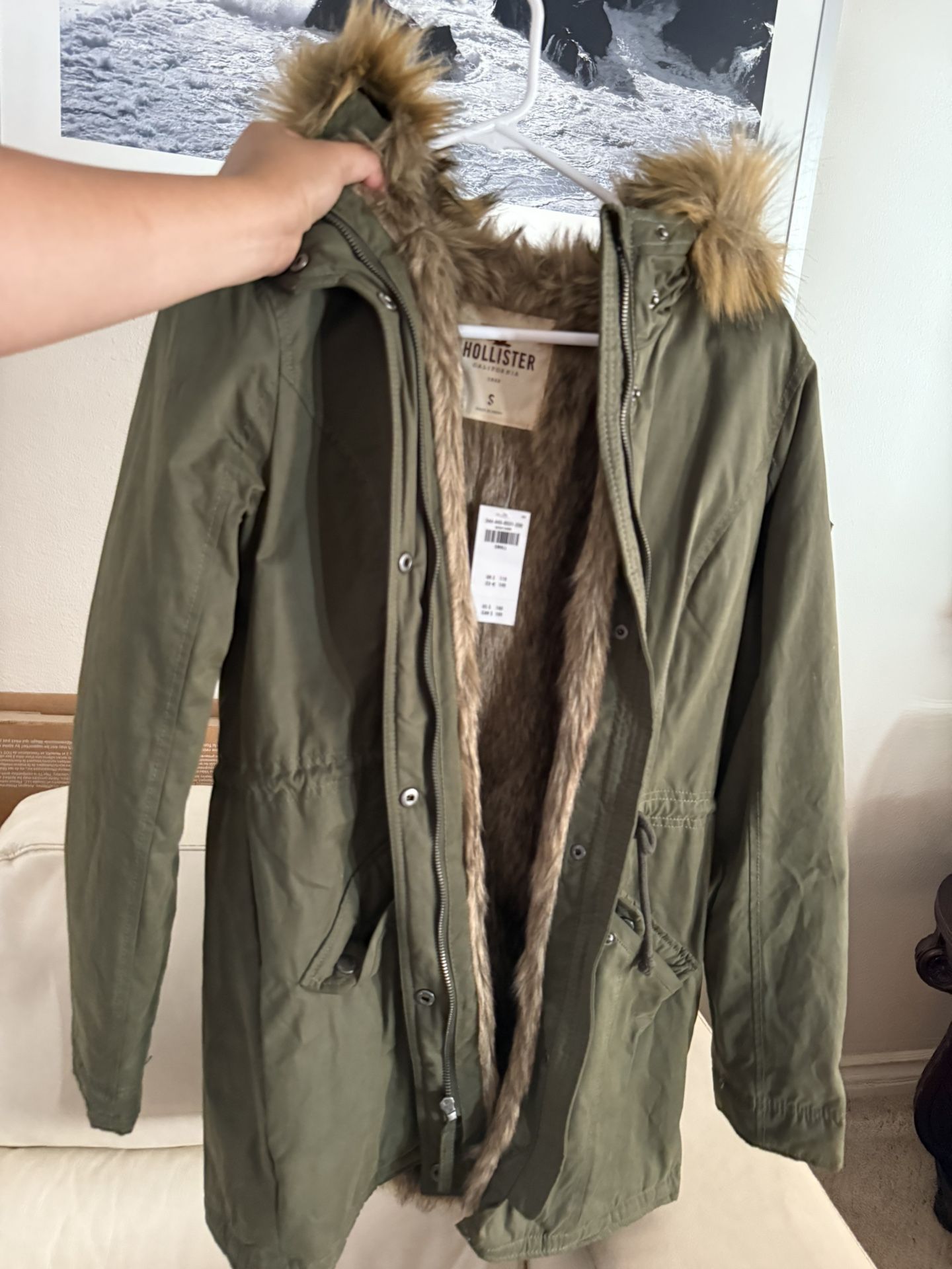 Hollister S Green Parka Hooded Jacket