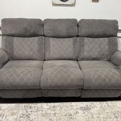 Gray Couch and Love Seat With Reclining Seats