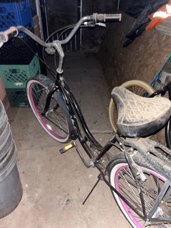 Black White Grey And Pink Bike Bicycle Beach Crusier