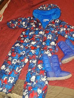 Columbia Snow Overal  2 t and boots Size 6