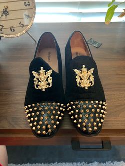 Meijiana Black Velvet Studded Loafers
