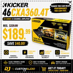Kicker 46CXA360.4T CX Series 4 Channel Speaker System Amplifier 720 Watts 🚨 Payment Options Available 🚨 No Credit Needed 🚨