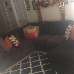 Brown Sectional With Ottoman (pillows Not Included)