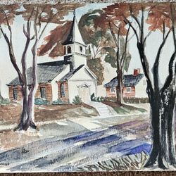 Unframed Church Watercolor Painting 