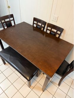 Dining Table Set with 4 Chairs and Bench