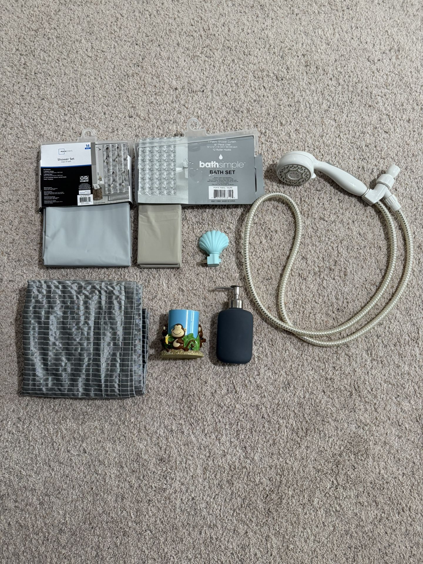 Shower Curtain/Liner/Roller Hooks/Shower head