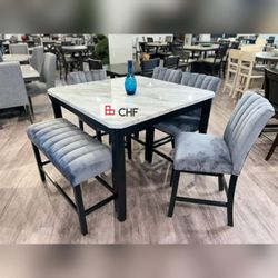 6 Pc Counter height dining table set 
