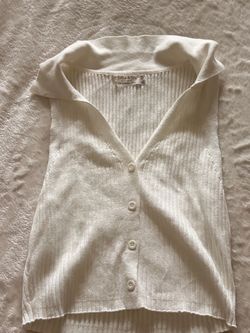 White Ribbed Turtleneck Crop Top (S)