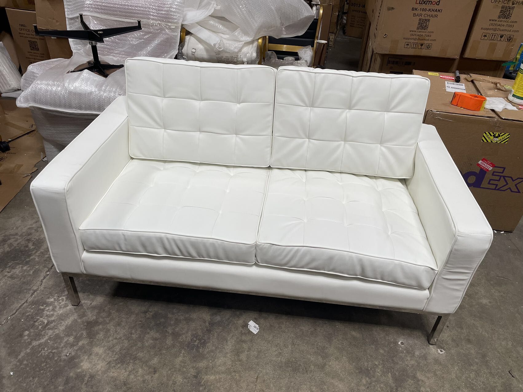 Leatherite Nailheads Florence Two Seat Sofa