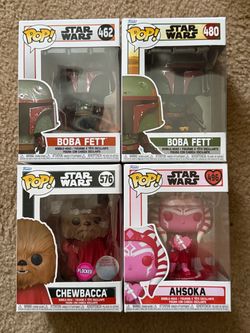 Lot Funko Pop Vinyl Star Wars Boba Fett 462 480 Chewbacca Flocked 576 Ahsoka 496