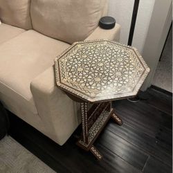 Hand Made Folding Egyptian Mother of Pearl Inlaid Table
