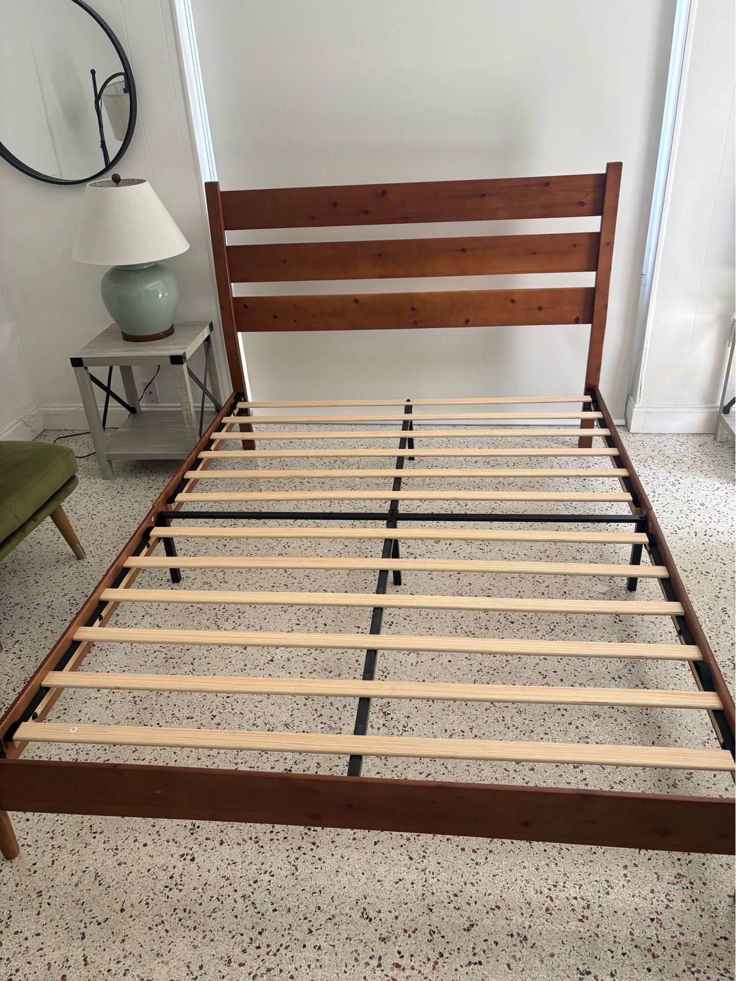 Queen bed frame with headboard