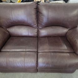 Reclining love seat real leather