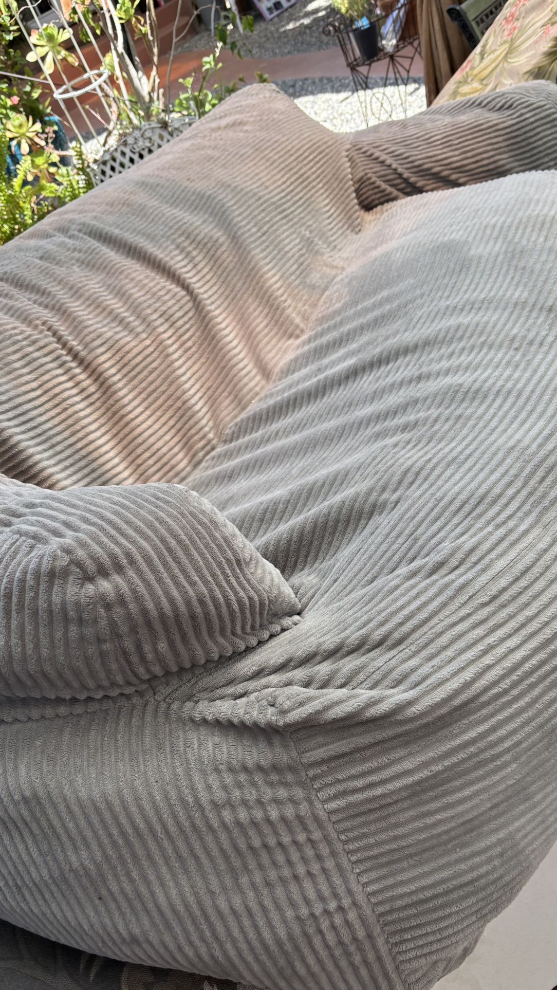 Sofa Grey Corduroy Fabric