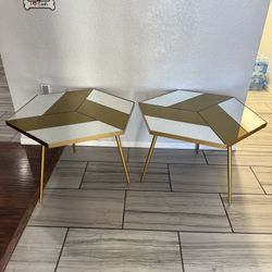 Gold End Tables with Gold tone Mirror Table Top- BRAND NEW !!