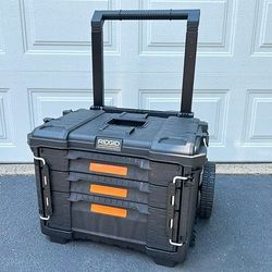 Rigid 2.0 Modular Tool Storage Three Drawer Box On Wheels 