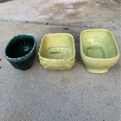 3- Vintage Pottery Planters