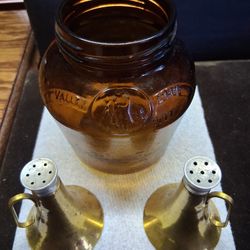 Vintage Salt  Pepper Bean Glass Jar