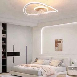 19.6 in. Smart Indoor White Irregular Modern Low Profile Semi Flush Mount Ceiling Fan LED Light with Remote Control App