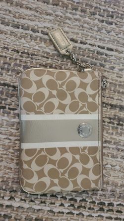 Coach Signature stripe coin purse