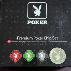 Please see all pictures. Never used Poker chip set with 300 chips from Playboy Poker and Chris Moneymaker PokerStars pro, World Series of Poker Main E