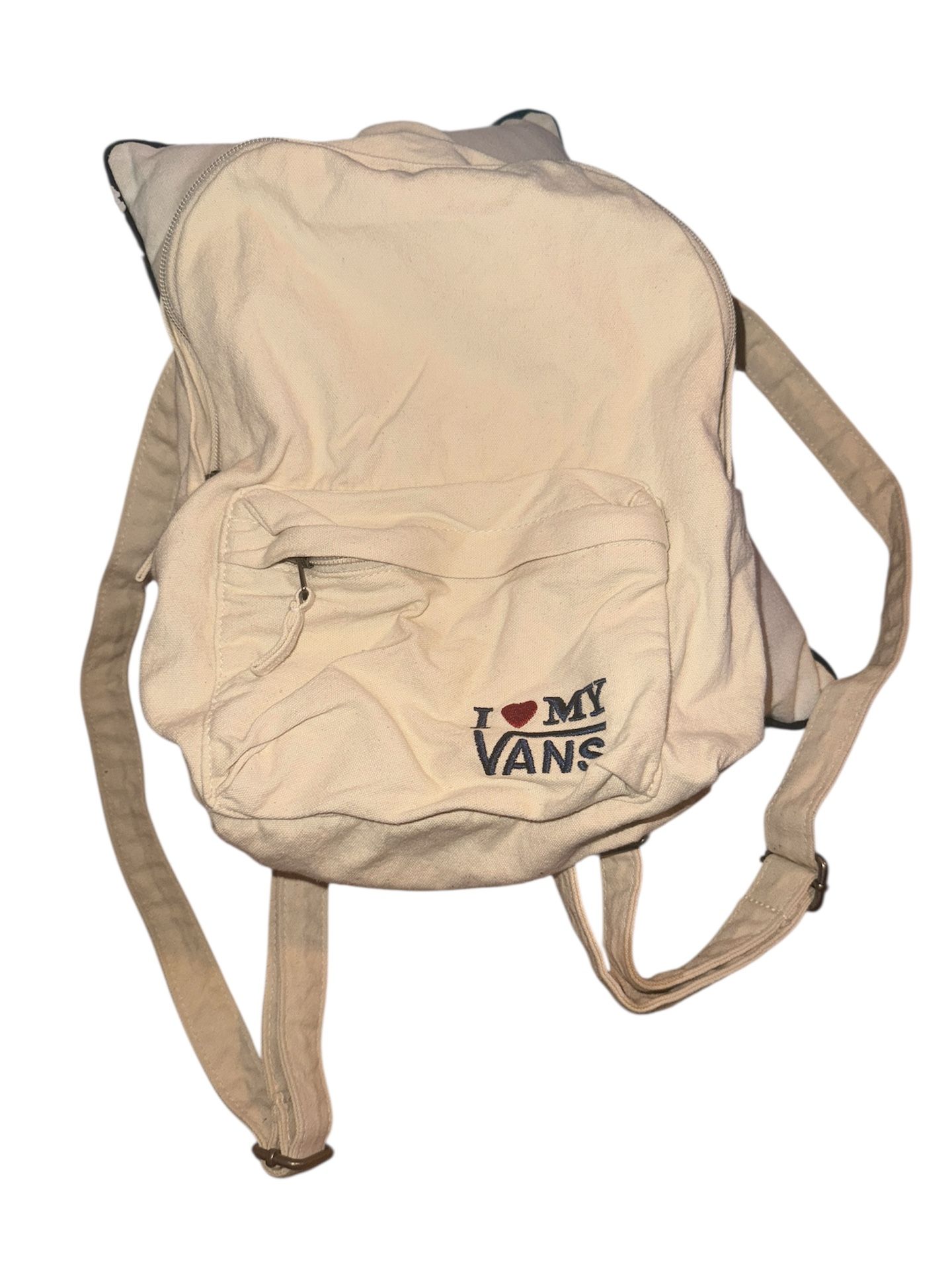 Vans Cream Mini Canvas Backpack with Adjustable Straps, EUC!