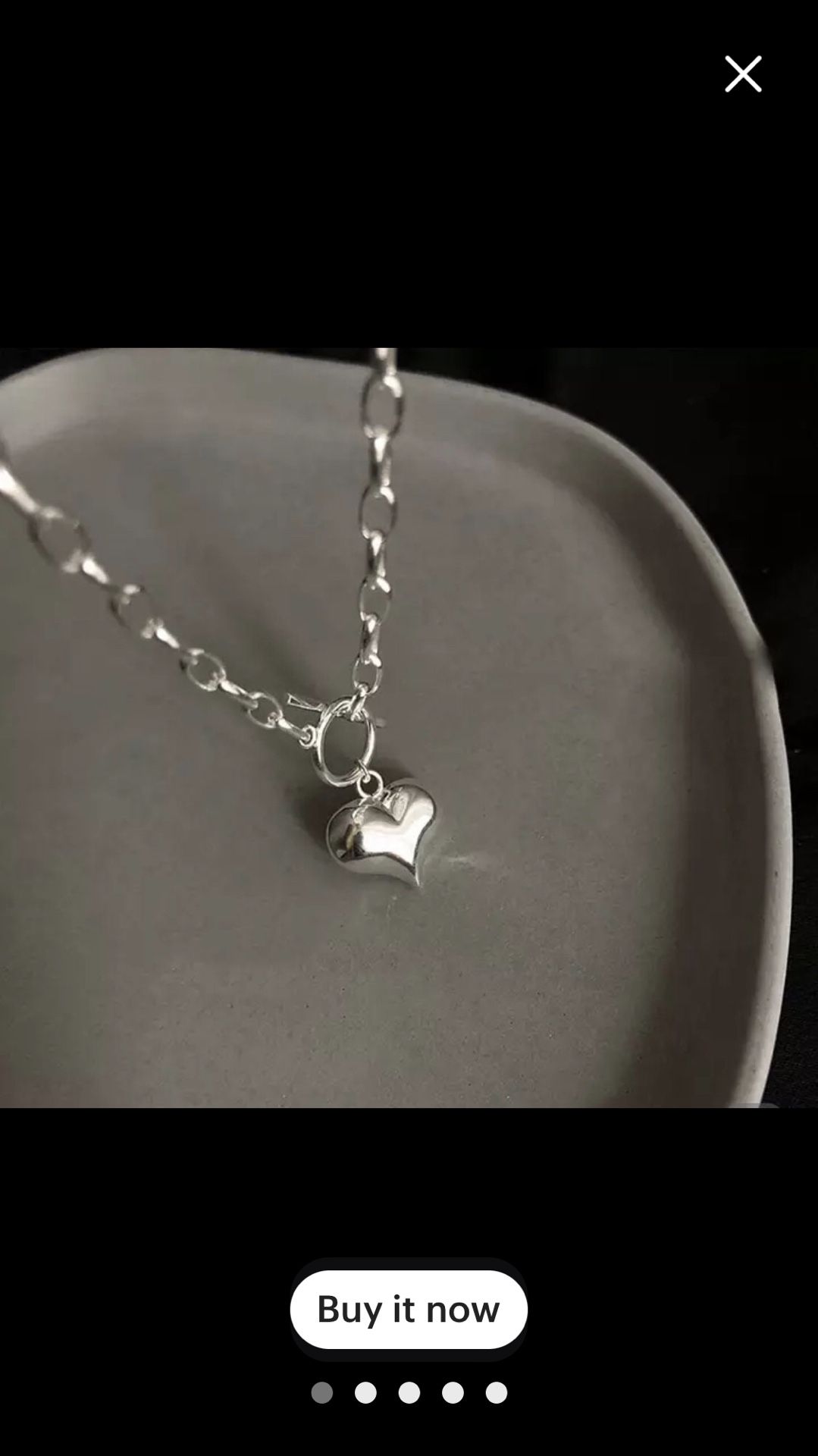 Beautiful Sterling Silver Brand New Heart &Toggle Closing Necklace 