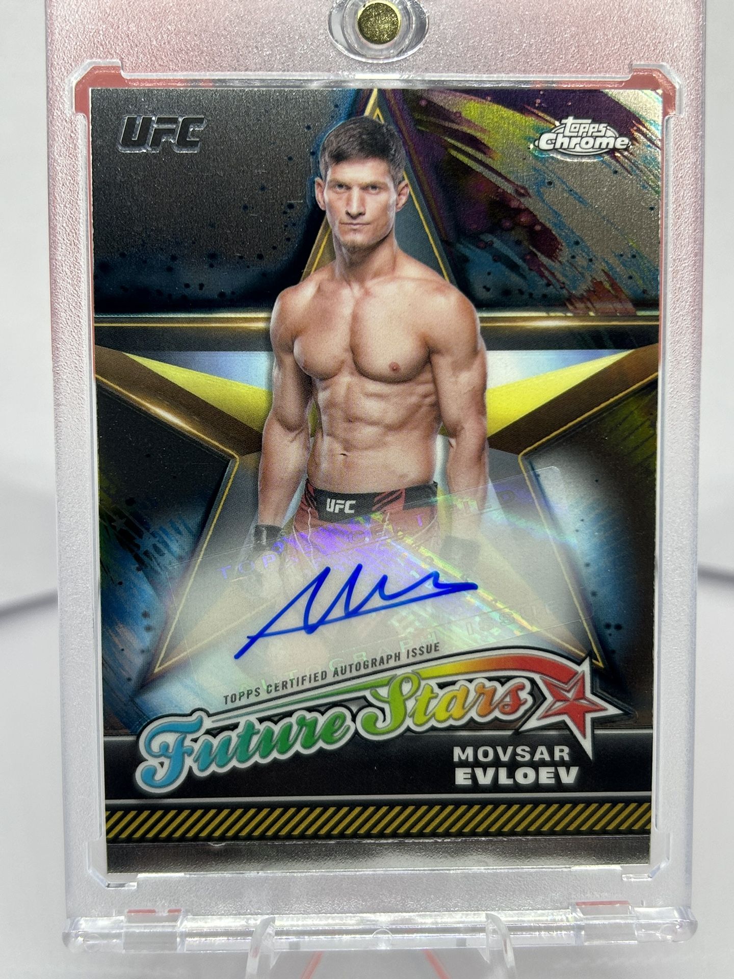 2024 UFC Topps Chrome Movsar Evloev Future Stars Auto #FSA-MEV *NMT* FUTURE FLYWEIGHT CHAMP