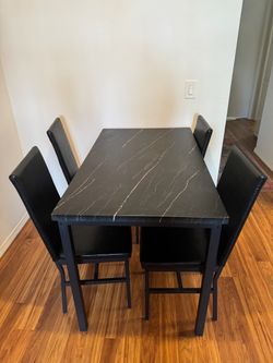 Faux Marble Dining Table with 4 Chairs