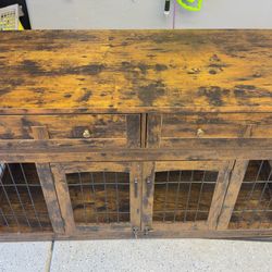 Rustic Style Dog Crate Cabinet