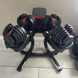 Bowflex adjustable weights 5-52.5 plus stand like new 