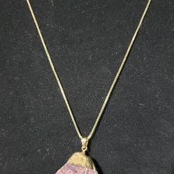 Gold Plated Chain (20in) w/precious stone 