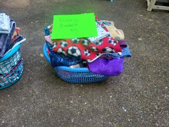2 baskets of fabric $5 ea