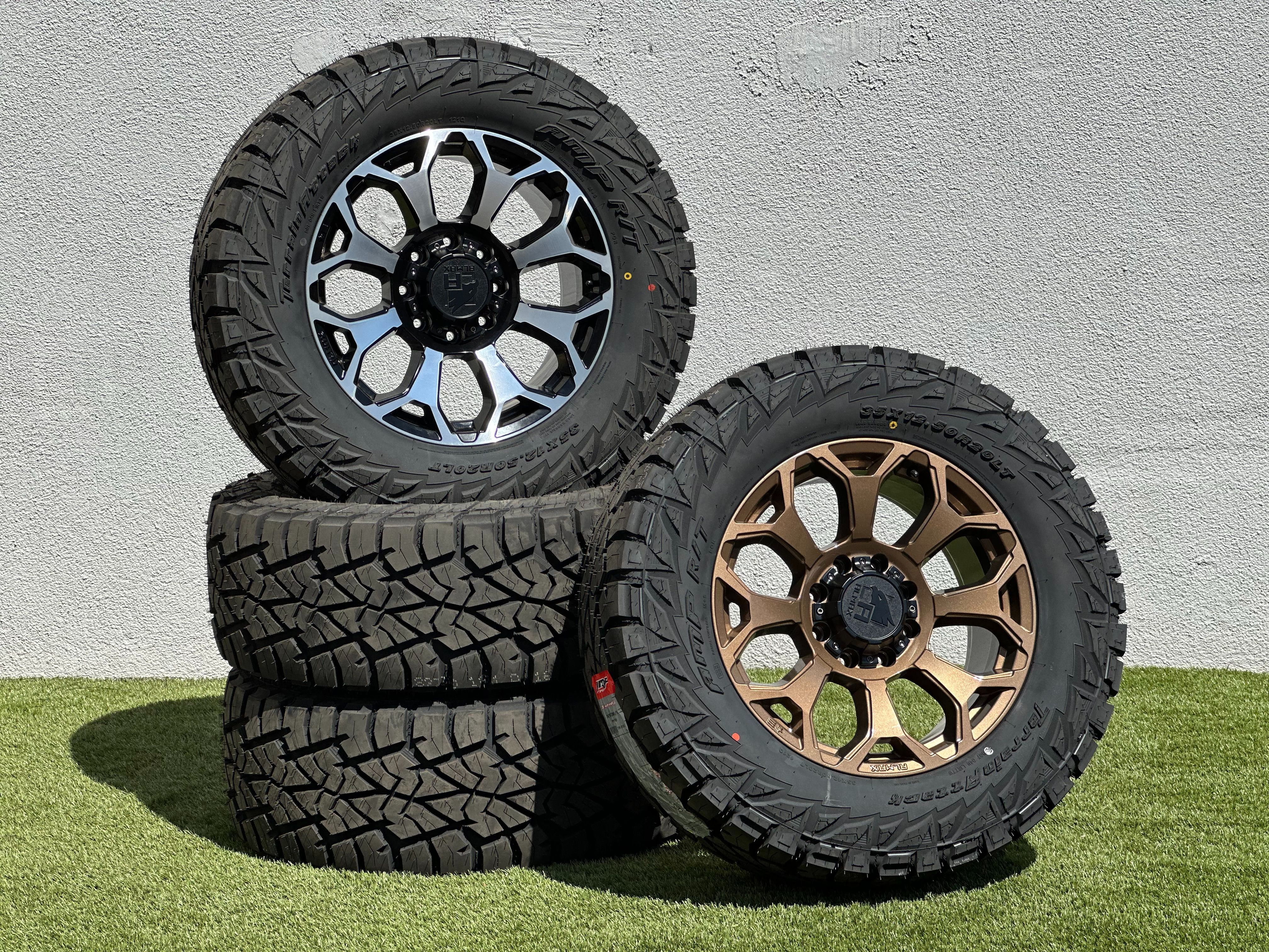New 20” Almax Rims Chevy Silverado 2500 Wheels 8x180mm High Country 35x12.50R20 RT Tires GMC 3500 HD