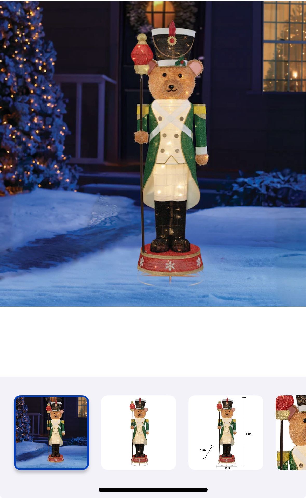 5.5-ft LED Bear Nutcracker Decoration