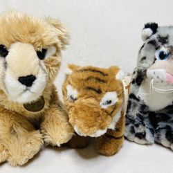 Big Cat Plush Toy Lot Miyoni Cheetah Gund Tiger Snow Leopard