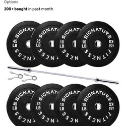 Fitvids 2-Inch Olympic Rubber Weight Plates Sets, Bumper Plates Set with 7FT Barbell for Strength Training, 180LBS