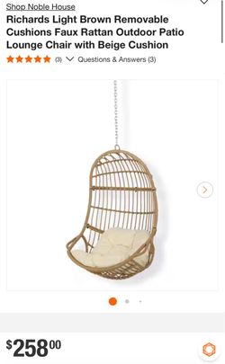 Faux Rattan Hanging Egg Chair with Cushion
