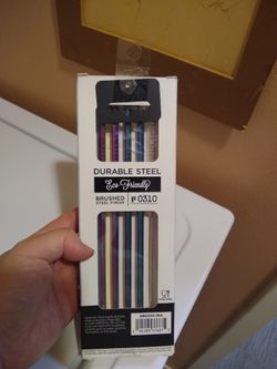 Durable coated stainless steel straws (*4) with cleaning brush
