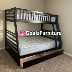 $699 Brand New Full/Twin Bunk Bed With Mattress 