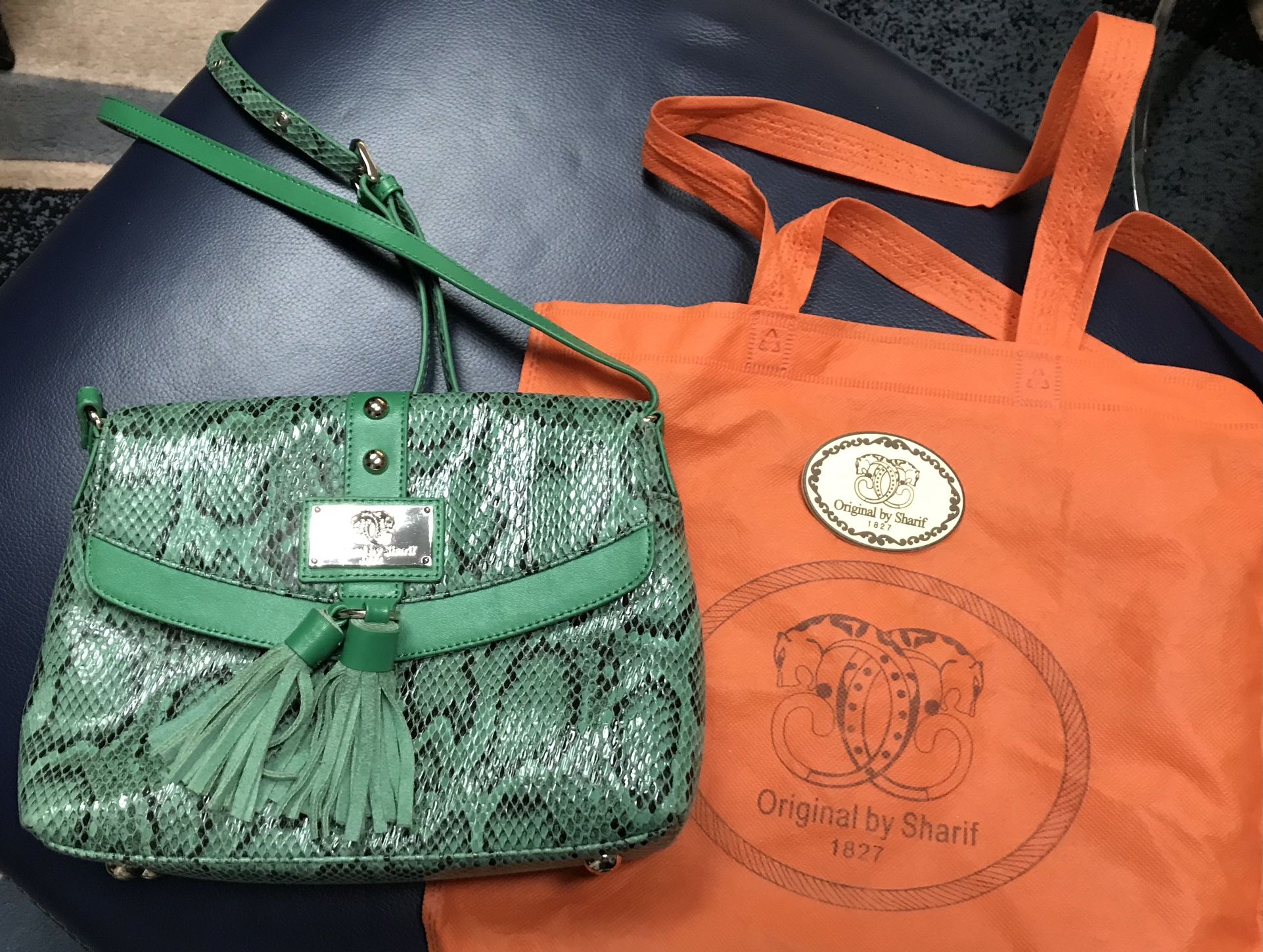 Original by SHARIF 1827 SHOULDER BAG. Multi colored print lined