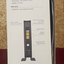 NETGEAR N600 Wifi Cable Modem Router with Coaxial Connector Set