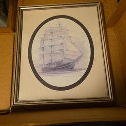 Vintage George Stage Ship Watercolor “Fieldriggeren” Framed