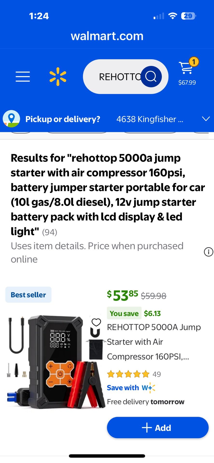 Portable 5000A Jump Stater with 160 PSI Air Compressor