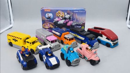 Paw Patrol Mighty Movie Jet & Huge Diecast Metal Vehicle Lot (9 Cars / trucks + New item in box!)
