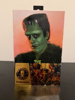 NECA The Munsters Herman Monster Signed Jeff Daniel Phillips Beckett BAS + Gold Frankenstein Bill